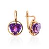 Fabulous Gilded Silver Amethyst Earrings, image 