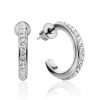 Versatile Silver Crystal Half Hoop Earrings The Eclat, image 