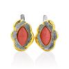 Floral Design Gilded Silver Coral Earrings, image 