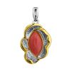 Floral Design Gilded Silver Coral Pendant, image 