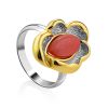 Floral Design Gilded Silver Coral Ring, Ring Size: 7 / 17.5, image 