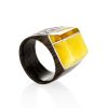 Handcrafted Brazilwood Ring With Honey Amber The Indonesia, Ring Size: 9 / 19, image 
