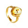 Amber With Inclusions Ring In Gold Plated Silver The Clio, Ring Size: Adjustable, image 