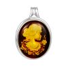 Lemon Amber Cameo Brooch In Sterling Silver The Nymph, image 