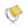 Bold Geometric Silver Amber Ring The Palazzo, Ring Size: Adjustable, image 