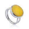 Geometric Silver Amber Ring The Palazzo, Ring Size: Adjustable, image 