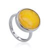 Minimalist Design Silver Amber Ring The Palazzo, Ring Size: 7 / 17.5, image 
