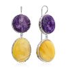 Designer Amber Charoite Mismatched Earrings The Bella Terra, image 