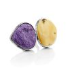 Designer Amber Charoite Cocktail Ring The Bella Terra, Ring Size: Adjustable, image 