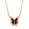 Chic Butterfly Motif Amber Pendant Necklace, image 