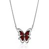Butterfly Motif Amber Pendant Necklace, image 
