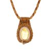 Designer Leather Amber Pendant Necklace, image 