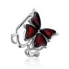 Fabulous Butterfly Motif Amber Adjustable Ring, Ring Size: 7 / 17.5, image 