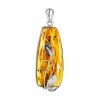 Floral Motif Silver Amber Pendant, image 