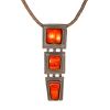 One-Of-A-Kind Leather Necklace With Luminous Amber Stones, image 
