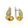 Butterfly Motif Amber Earrings, image 