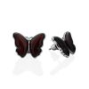 Cute Amber Butterfly Stud Earrings, image 