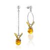 Stylish Asymmetric Amber Chain Earrings The Bee, image 