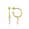 Elegant Gilded Silver Pearl Charm Hoop Earrings The Palazzo, image 