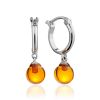 Classy Silver Hoop Earrings With Amber Dangles The Palazzo, image 