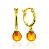 Gilded Silver Hoop Earrings With Amber Dangles The Palazzo, image 