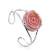 Rose Motif Silver And Oyster Shell Cuff Bracelet, image 