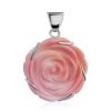 Chic Rose Motif Silver And Oyster Shell Pendant, image 