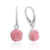 Rose Motif Silver And Spiny Oyster Shell Dangle Earrings, image 
