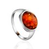 Lovely Cognac Amber Ring In Sterling Silver The Amigo, Ring Size: 6.5 / 17, image 