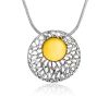 Round Silver Amber Pendant The Venus, image 