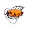 Sterling Silver Cocktail Ring With Cognac Amber The Tropicana, Ring Size: 12 / 21.5, image 