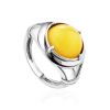 Bright Honey Amber Men's Ring In Sterling Silver The Cesar, Ring Size: / 22.5, image 