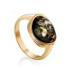 Golden Ring With Green Amber Centerstone The Amigo, Ring Size: 6 / 16.5, image 