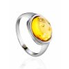 Glossy Silver Ring With Lemon Amber The Amigo, Ring Size: 6 / 16.5, image 