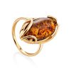 Natural Cognac Amber Ring In Gold-Plated Silver The Rococo, Ring Size: 7 / 17.5, image 