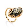 Bold Gold-Plated Ring With Green amber The Rococo, Ring Size: 5.5 / 16, image 