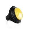 Bold Leather Amber Adjustable Ring The Nefertiti, Ring Size: Adjustable, image 