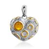 Textured Heart-Shaped Pendant With Amber, image 