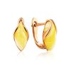 Cute Golden Earrings With Honey Amber The Snowdrop, image 