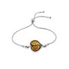 Chic Leaf Motif Silver Amber Slider Bracelet, Length: 21, image 