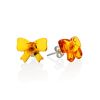 Chic Bow Motif Amber Stud Earrings, image 