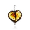 Linden Leaf Motif Silver Amber Pendant, image 
