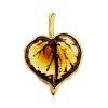 Linded Leaf Shaped Amber Pendant, image 