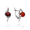 Round Cut Amber Earrings In Sterling Silver The Aldebaran, image 