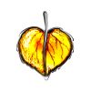 Luminous Leaf Motif Silver Amber Pendant, image 