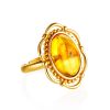 Exclusive Natural Amber With Fossil Midge Ring The Clio, Ring Size: Adjustable, image 