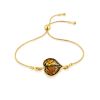 Leaf Motif Gilded Silver Amber Slider Bracelet, Length: 21, image 