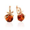 Chic Gold Plated Silver Amber Earrings The Cherry, image 