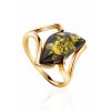 Gold-Plated Ring With Green Amber The Vesta, Ring Size: 12 / 21.5, image 