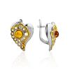 Cute Heart-Shaped Earrings With Amber, image 